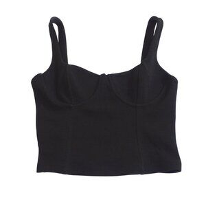 Black Cropped Bustier Top Women Size XS Wide Straps